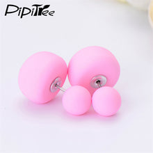 Load image into Gallery viewer, 2 Pair/Lot,2017 New Big Mushroom Double Side Stud Earrings For Women Girls Matte Frosted Simulated Pearl Earrings Pusety Jewelry