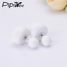 Load image into Gallery viewer, 2 Pair/Lot,2017 New Big Mushroom Double Side Stud Earrings For Women Girls Matte Frosted Simulated Pearl Earrings Pusety Jewelry