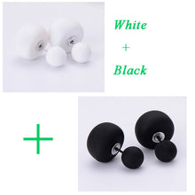 Load image into Gallery viewer, 2 Pair/Lot,2017 New Big Mushroom Double Side Stud Earrings For Women Girls Matte Frosted Simulated Pearl Earrings Pusety Jewelry