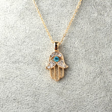 Load image into Gallery viewer, 1PC Turkish Crystal Evil Eye Hand Hamsa Pendant Necklace Womens Silver Gold Color Jewelry Hollow Out Clavicle Link Chains