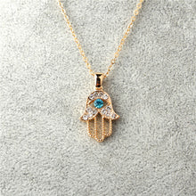 Load image into Gallery viewer, 1PC Turkish Crystal Evil Eye Hand Hamsa Pendant Necklace Womens Silver Gold Color Jewelry Hollow Out Clavicle Link Chains