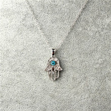 Load image into Gallery viewer, 1PC Turkish Crystal Evil Eye Hand Hamsa Pendant Necklace Womens Silver Gold Color Jewelry Hollow Out Clavicle Link Chains