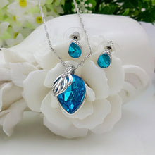 Load image into Gallery viewer, 2015 brand hotsales wedding bridal women White leaf drop pendant necklace earrings fashion jewelry sets 029+308