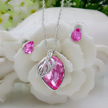 Load image into Gallery viewer, 2015 brand hotsales wedding bridal women White leaf drop pendant necklace earrings fashion jewelry sets 029+308