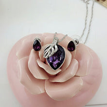 Load image into Gallery viewer, 2015 brand hotsales wedding bridal women White leaf drop pendant necklace earrings fashion jewelry sets 029+308