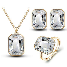 Load image into Gallery viewer, tiger totem christmas gifts queen brand bridal wedding crystal square pendant necklace earrings rings fashion charm jewelry sets