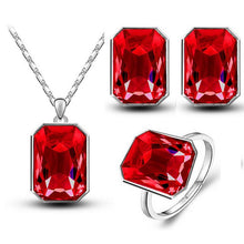 Load image into Gallery viewer, tiger totem christmas gifts queen brand bridal wedding crystal square pendant necklace earrings rings fashion charm jewelry sets
