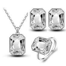 Load image into Gallery viewer, tiger totem christmas gifts queen brand bridal wedding crystal square pendant necklace earrings rings fashion charm jewelry sets