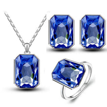 Load image into Gallery viewer, tiger totem christmas gifts queen brand bridal wedding crystal square pendant necklace earrings rings fashion charm jewelry sets