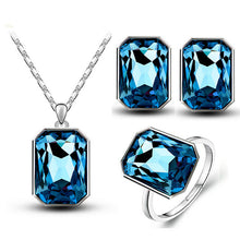 Load image into Gallery viewer, tiger totem christmas gifts queen brand bridal wedding crystal square pendant necklace earrings rings fashion charm jewelry sets