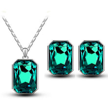 Load image into Gallery viewer, tiger totem christmas gifts queen brand bridal wedding crystal square pendant necklace earrings rings fashion charm jewelry sets