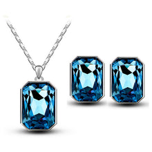 Load image into Gallery viewer, tiger totem christmas gifts queen brand bridal wedding crystal square pendant necklace earrings rings fashion charm jewelry sets