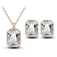 Load image into Gallery viewer, tiger totem christmas gifts queen brand bridal wedding crystal square pendant necklace earrings rings fashion charm jewelry sets
