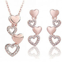 Load image into Gallery viewer, New 2014 Wholesale Austria Crystal Jewerly Sets Heart Crystal Pendants Necklaces Stud Earring For Women