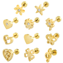 Load image into Gallery viewer, 11 pairs/lot Baby Earrings Set Random Mixed Surgical Steel Earring Studs for Baby Girls Cute Earrings Body Jewelry Pendientes