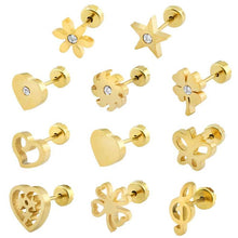 Load image into Gallery viewer, 11 pairs/lot Baby Earrings Set Random Mixed Surgical Steel Earring Studs for Baby Girls Cute Earrings Body Jewelry Pendientes