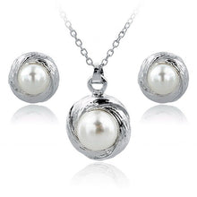 Load image into Gallery viewer, Szelam 2017 Wedding Jewelry Sets For Brides Gold Set Simulated Pearl Stud Earrings Pendant Necklace Jewelry Set SET140033