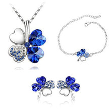 Load image into Gallery viewer, High fashion crystal clover three-piece suit Sautoir bracelet earrings Women fashion accessories wholesale 090 + 141 + 183