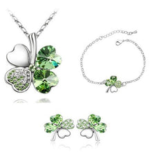 Load image into Gallery viewer, High fashion crystal clover three-piece suit Sautoir bracelet earrings Women fashion accessories wholesale 090 + 141 + 183
