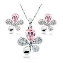 Load image into Gallery viewer, Crystal Jewelry Set Crystal full drill five artificial grass leaf pendant + earrings piece suit -132