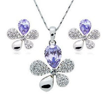 Load image into Gallery viewer, Crystal Jewelry Set Crystal full drill five artificial grass leaf pendant + earrings piece suit -132