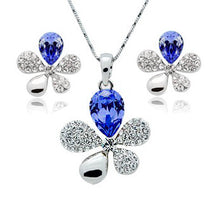 Load image into Gallery viewer, Crystal Jewelry Set Crystal full drill five artificial grass leaf pendant + earrings piece suit -132