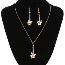 Load image into Gallery viewer, 2017 New Arrival Wedding Jewelry Sets Fashion Rose Gold Hollow Pendant Statement Necklace &amp; Crystal Drop Earrings Fine Jewelry