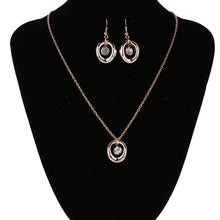 Load image into Gallery viewer, 2017 New Arrival Wedding Jewelry Sets Fashion Rose Gold Hollow Pendant Statement Necklace &amp; Crystal Drop Earrings Fine Jewelry