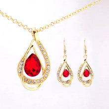 Load image into Gallery viewer, Unique Design Double Layer Water Drop Jewelry Sets for Women Fashion Crystal Necklace Earrings Bridal Wedding Jewelry Sets Gift