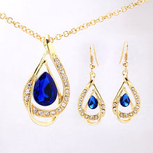 Load image into Gallery viewer, Unique Design Double Layer Water Drop Jewelry Sets for Women Fashion Crystal Necklace Earrings Bridal Wedding Jewelry Sets Gift