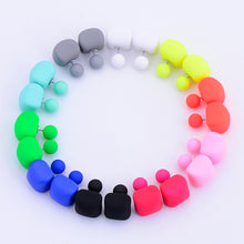 Load image into Gallery viewer, 10 pairs/lot Wholesale Matte Frosted Square Double Sided Ball Stud Earrings Bohemia Simulated Pearl Earrings Summer Jewelry