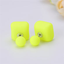 Load image into Gallery viewer, 10 pairs/lot Wholesale Matte Frosted Square Double Sided Ball Stud Earrings Bohemia Simulated Pearl Earrings Summer Jewelry