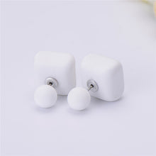 Load image into Gallery viewer, 10 pairs/lot Wholesale Matte Frosted Square Double Sided Ball Stud Earrings Bohemia Simulated Pearl Earrings Summer Jewelry