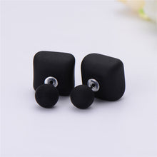Load image into Gallery viewer, 10 pairs/lot Wholesale Matte Frosted Square Double Sided Ball Stud Earrings Bohemia Simulated Pearl Earrings Summer Jewelry
