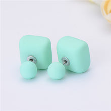 Load image into Gallery viewer, 10 pairs/lot Wholesale Matte Frosted Square Double Sided Ball Stud Earrings Bohemia Simulated Pearl Earrings Summer Jewelry