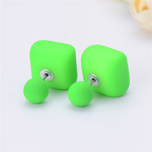 Load image into Gallery viewer, 10 pairs/lot Wholesale Matte Frosted Square Double Sided Ball Stud Earrings Bohemia Simulated Pearl Earrings Summer Jewelry