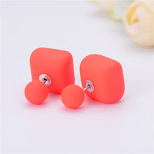 Load image into Gallery viewer, 10 pairs/lot Wholesale Matte Frosted Square Double Sided Ball Stud Earrings Bohemia Simulated Pearl Earrings Summer Jewelry
