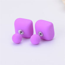 Load image into Gallery viewer, 10 pairs/lot Wholesale Matte Frosted Square Double Sided Ball Stud Earrings Bohemia Simulated Pearl Earrings Summer Jewelry