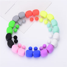 Load image into Gallery viewer, 10 pairs/lot Wholesale Matte Frosted Square Double Sided Ball Stud Earrings Bohemia Simulated Pearl Earrings Summer Jewelry