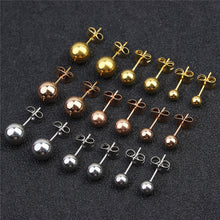 Load image into Gallery viewer, 5pair/lot Stainless Steel Stud Earrings Ear Cuff Jewellery For Wedding Round Ball Ear Cuff For DIY Jewelry Finding F2259