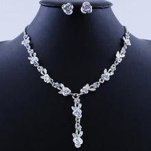 Load image into Gallery viewer, Fashion Metal Rose Necklace Earrings Wedding Bridal Jewelry Sets For Women Flower necklace marriage african flower jewelry set