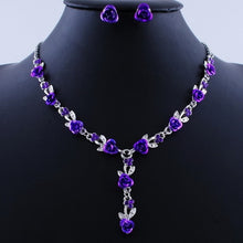 Load image into Gallery viewer, Fashion Metal Rose Necklace Earrings Wedding Bridal Jewelry Sets For Women Flower necklace marriage african flower jewelry set