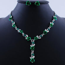 Load image into Gallery viewer, Fashion Metal Rose Necklace Earrings Wedding Bridal Jewelry Sets For Women Flower necklace marriage african flower jewelry set