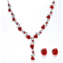 Load image into Gallery viewer, Fashion Metal Rose Necklace Earrings Wedding Bridal Jewelry Sets For Women Flower necklace marriage african flower jewelry set