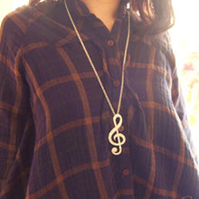 Load image into Gallery viewer, FAMSHIN 2016 New Hot Women Chic rhinestone rhythm music note suspension sweater long chain necklace gold and silver color