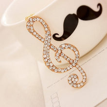 Load image into Gallery viewer, FAMSHIN 2016 New Hot Women Chic rhinestone rhythm music note suspension sweater long chain necklace gold and silver color