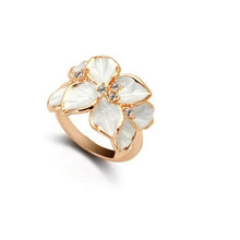 Load image into Gallery viewer, QCOOLJLY Hotting Sale Jewelry Ring With Rose Gold Color Austrian Crystal Black Enamel Flower Wedding Rings For Women