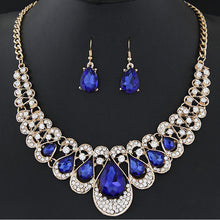 Load image into Gallery viewer, 1 Set Charm Women's Jewelry Drop Earrings Gold Color Pendant Choker Necklace Dangle Hook Bib Jewelry Set Brinco Noiva