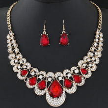 Load image into Gallery viewer, 1 Set Charm Women's Jewelry Drop Earrings Gold Color Pendant Choker Necklace Dangle Hook Bib Jewelry Set Brinco Noiva