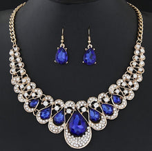 Load image into Gallery viewer, 1 Set Charm Women's Jewelry Drop Earrings Gold Color Pendant Choker Necklace Dangle Hook Bib Jewelry Set Brinco Noiva